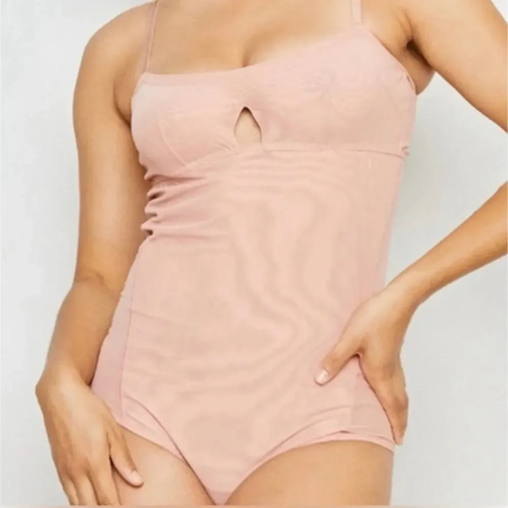 We Are HAH x Free People Underwire Mesh Bodysuit NWT Copper Rose Pink Size M